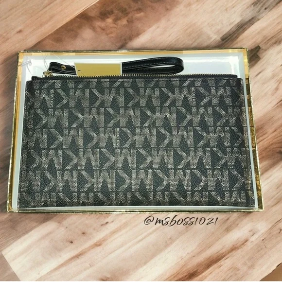 Michael Kors RARE Top Zip Tote + Wristlet + Wallet in Black/Gold NWT